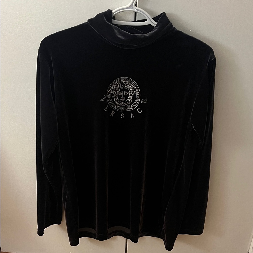 Versace Black Velvet Long Sleeve Top